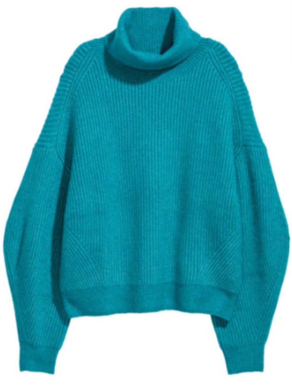 H&M Turquoise Melange Chunky Turtleneck Knit Sweater Size Large